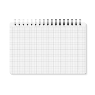 white realistic closed spiral bound notebook.