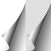 silver metallic realistic paper page corner vector