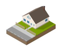 Isometric suburban beige house vector