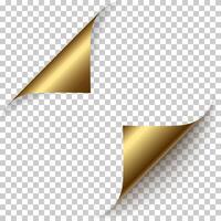 realistic golden foil paper corners set vector