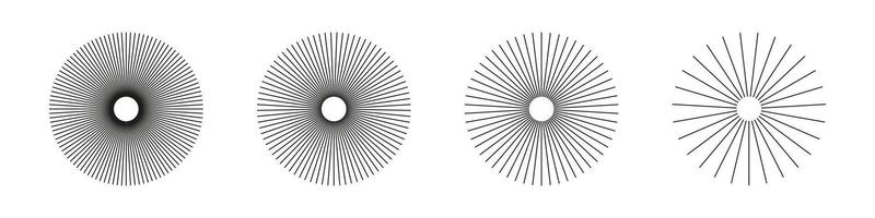Sun star rays, burst. Radial circle radiation lines. Circulars lines beams. Spokes with radiating stripes grid. Graphic. Abstract illusion geometric pattern. vector