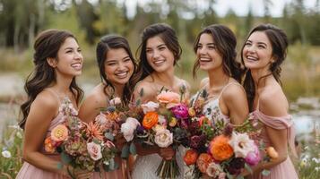 grupo de hermosa mujer en pie juntos foto