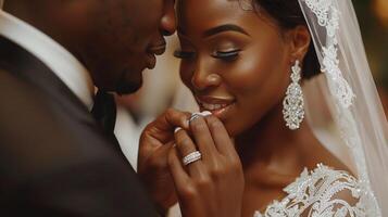 Bride and Groom Holding Hands During Wedding Ceremony photo