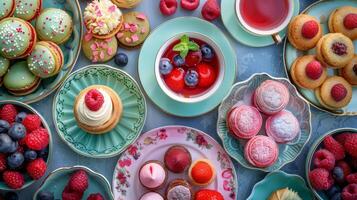 Table Filled With Assorted Desserts photo