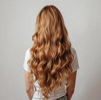 Woman With Long Blonde Hair Seen From Behind photo