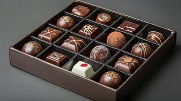 Assorted Chocolates Box on Table photo