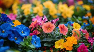 Colorful Flowers Blooming in Grass photo