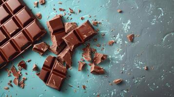 Broken Chocolate Bar on Table photo