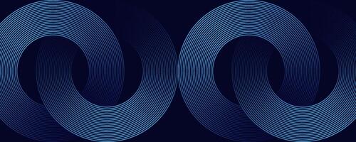 Abstract blue glowing geometric lines on dark blue background. Futuristic technology concept. Modern shiny blue circle lines pattern. Suitable for cover, poster, banner, brochure, header, website vector