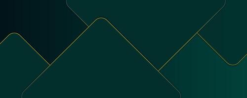 oscuro verde resumen antecedentes. geométrico redondeado cuadrado forma con oro líneas y sombra. moderno lujo cuadrícula gráfico modelo bandera modelo diseño para póster, cubrir, bandera, folleto, sitio web vector