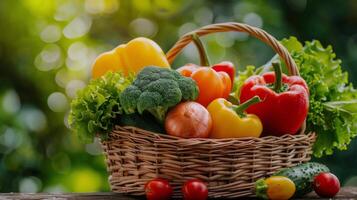 Basket Filled With Various Vegetables photo