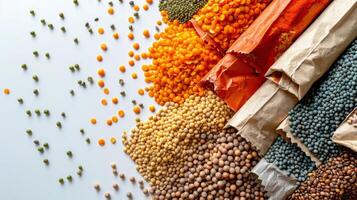 Assorted Bags Filled With Various Spices photo