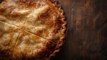 Pie On Wooden Table photo