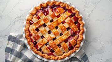 Homemade Pie With Lattice Design photo