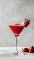 Refreshing Strawberry Martini With Fresh Strawberries photo