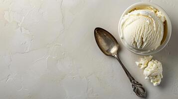 Bowl of Ice Cream Near Spoon photo