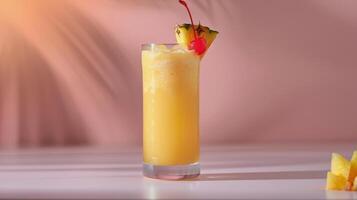 Tall Glass Filled With Yellow Drink photo