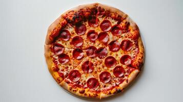 Pepperoni Pizza on White Table photo