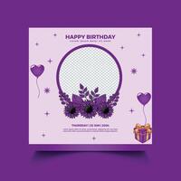 Birthday social media post vector