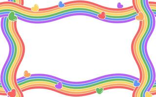 Rainbow pride month border background with hearts for pride month concept, minimal, flat icon style vector