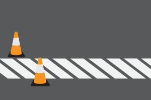 Zebra Crossing with traffic Cone vector