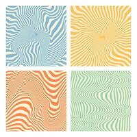 Groovy hippie 70s backgrounds. Waves, swirl, twirl pattern. Twisted and distorted texture in trendy retro psychedelic style. Y2k aesthetic. vector