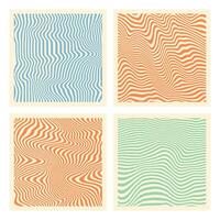 Groovy hippie 70s backgrounds. Waves, swirl, twirl pattern. Twisted and distorted texture in trendy retro psychedelic style. Y2k aesthetic. vector