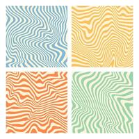 Groovy hippie 70s backgrounds. Waves, swirl, twirl pattern. Twisted and distorted texture in trendy retro psychedelic style. Y2k aesthetic. vector