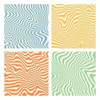 Groovy hippie 70s backgrounds. Waves, swirl, twirl pattern. Twisted and distorted texture in trendy retro psychedelic style. Y2k aesthetic. vector