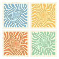 Groovy hippie 70s backgrounds. Waves, swirl, twirl pattern. Twisted and distorted texture in trendy retro psychedelic style. Y2k aesthetic. vector