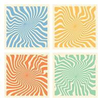 Groovy hippie 70s backgrounds. Waves, swirl, twirl pattern. Twisted and distorted texture in trendy retro psychedelic style. Y2k aesthetic. vector