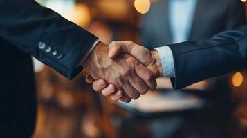 Close-Up of Two People Shaking Hands photo