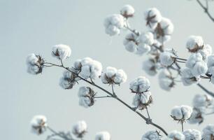 cerca arriba de algodón planta con blanco flores foto