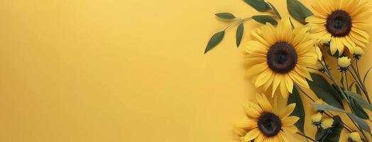 Sunflowers on Yellow Background photo