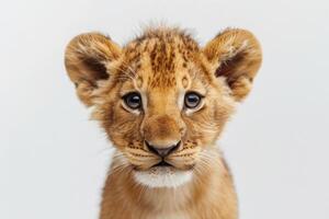 Young Lion Cub Gazes at Camera photo