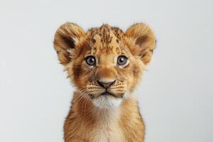 Young Lion Cub Gazes at Camera photo