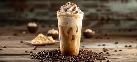 A Cup of Coffee With Whipped Cream and Coffee Beans photo