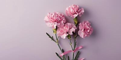 Pink Carnations Bouquet Tied With Ribbon photo