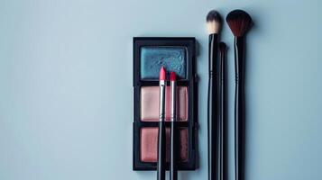 Array of Makeup Brushes Aligned Neatly photo