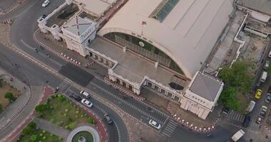 An aerial view of the Hua Lamphong railway station, The former central passenger terminal in Bangkok, Thailand video