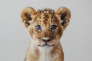 Young Lion Cub Staring at Camera photo