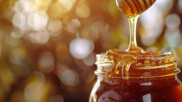 Close Up of a Jar of Honey photo