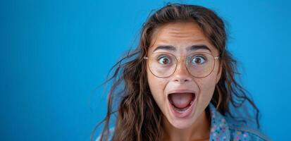 Woman With Glasses Making a Surprised Face photo