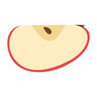 Fresh red apple slice icon. Healthy vegetarian snack, cut apple for design, infographic. Sliced on pieces apple. Hand drawn trendy flat style isolated on white illustration vector