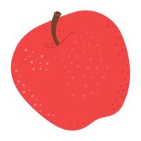 Red juicy ripe apple. Hand drawn Red apple trendy flat style isolated on white. Apple harvest. Healthy vegetarian snack, cut apple for design, infographic illustration vector