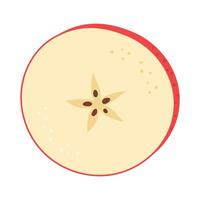 Fresco rojo manzana rebanada icono. sano vegetariano bocadillo, cortar manzana para diseño, infografía. rebanado en piezas manzana. mano dibujado de moda plano estilo aislado en blanco ilustración vector