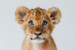 Young Lion Cub Staring at Camera photo