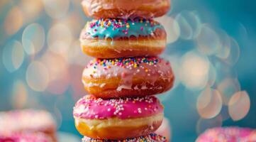 Stack of Sprinkled Donuts photo