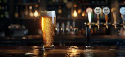 Glass of Beer on Table photo