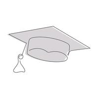Academic cap in one continuous line in color. One line drawing, minimalism. vector